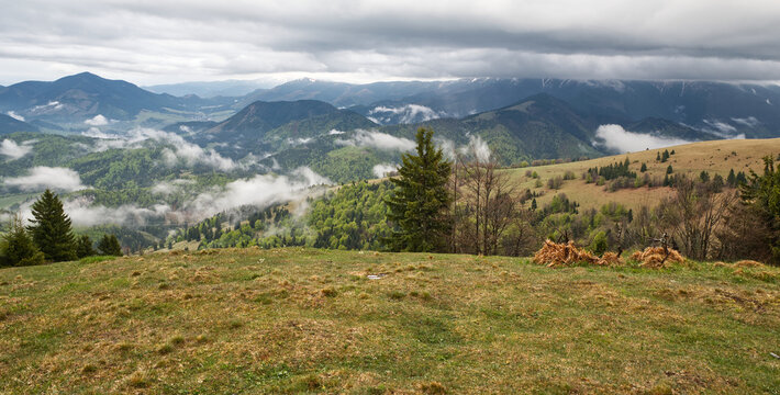 View from Koncita hill in Velka Fatra mountains in Slovakia