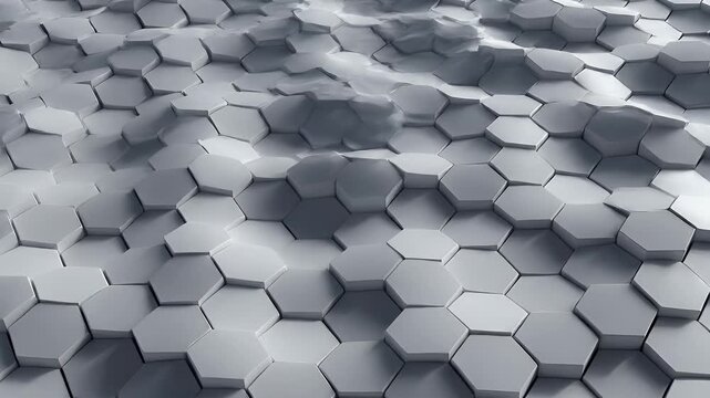 Textured hexagonal surface with undulating light and shadow patterns