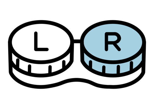 Contact lens case with blue right side icon transparent background