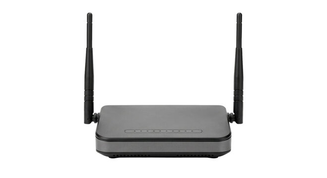 Modern wireless router with antennas for home or office network connectivity
