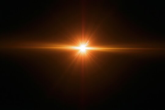 The Sun Starburst Across a Deep Black Sky with Intense Horizontal Lens Flare