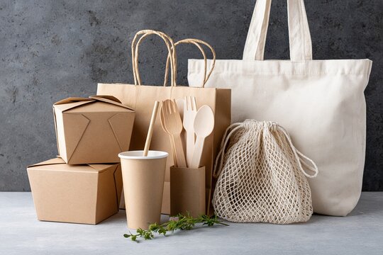 The Ecofriendly Grocery Packaging Set with Bags, Boxes, Utensils and Cups