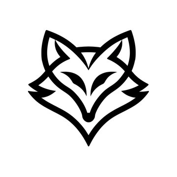 Minimalist black and white fox head vector icon