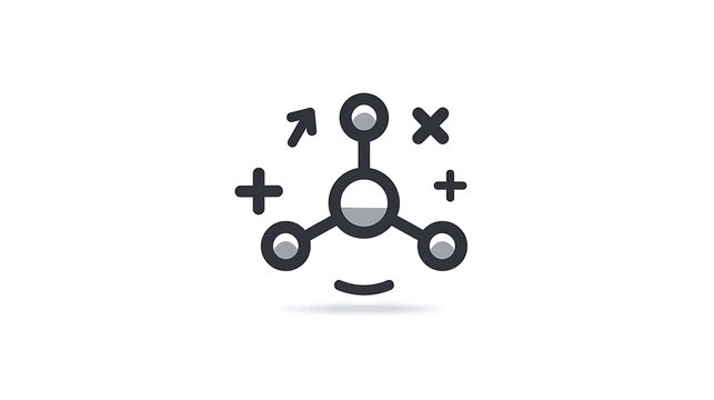 Simple molecular structure icon with plus and minus signs