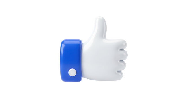 3d rendered thumbs up icon isolated on transparent background