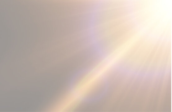 Bright golden sun flare on top right corner: intense solar rays and diagonal lens leak effects on light grey background