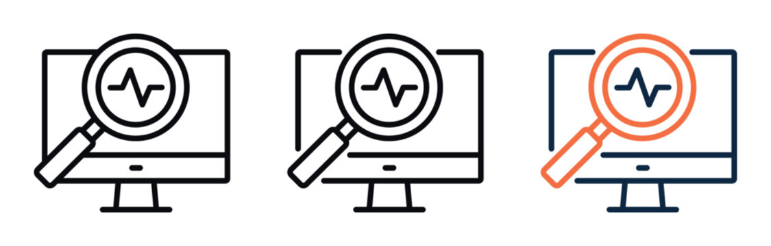 monitoring line icon multiple. Vector illustrations