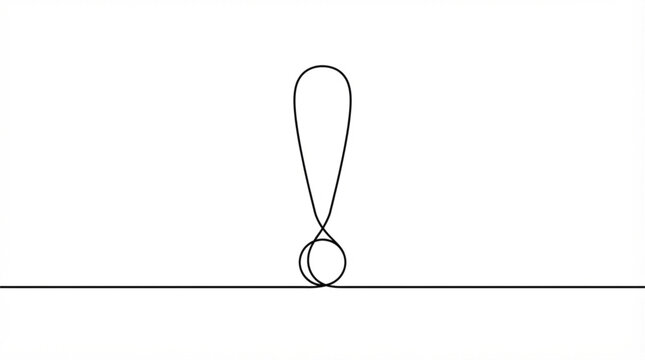 Continuous one line art exclamation mark minimalist warning icon