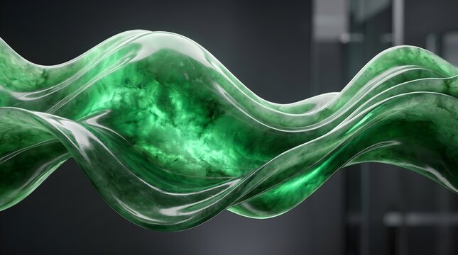 Glossy Green Jade Fluid Waves and Polished Marble Texture