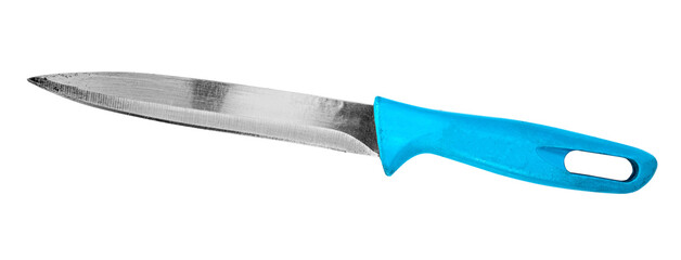 Obraz premium Sharp stainless blue steel knife isolated on white background