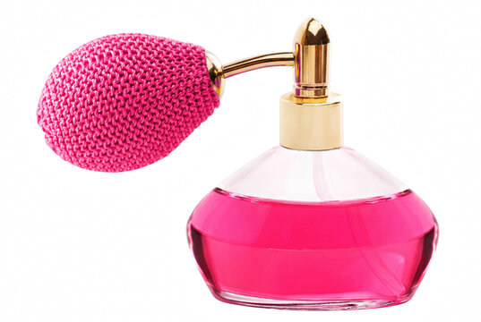 Elegant Vintage Pink Perfume Bottle with Gold Atomizer