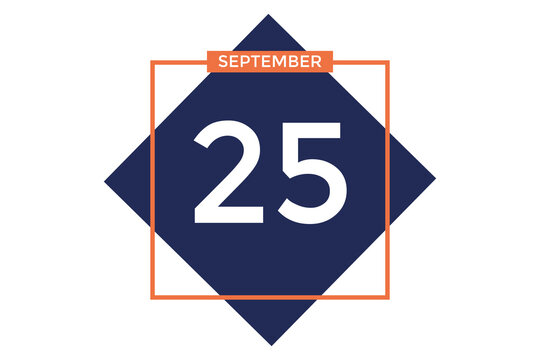 September 25 calendar with blue box with orange border on white background
