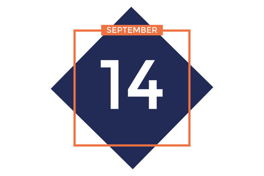 September 14 calendar with blue box with orange border on white background