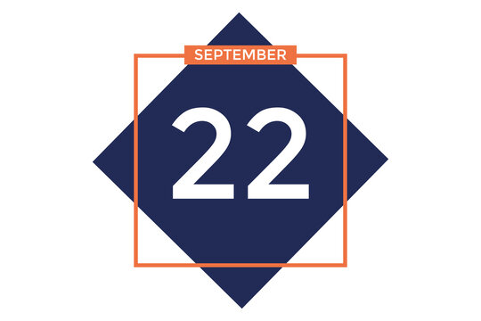 September 22 calendar with blue box with orange border on white background