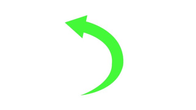 Curved back arrow icon simple and minimal symbol for return undo or turn left animation