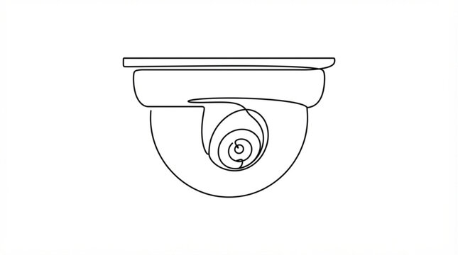  Dome security camera ceiling mount minimalist continuous line drawing