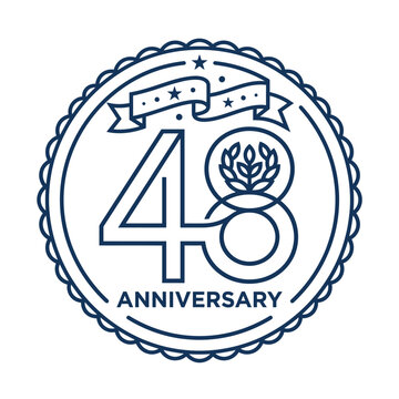 48th anniversary stamp logo with banner and laurel.