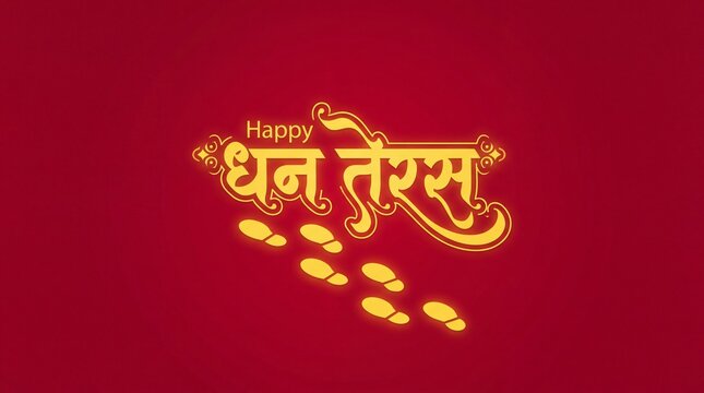Hindi Typography - Shubh Dhanteras Means Happy Dhanteras. Hindu Auspicious Festival