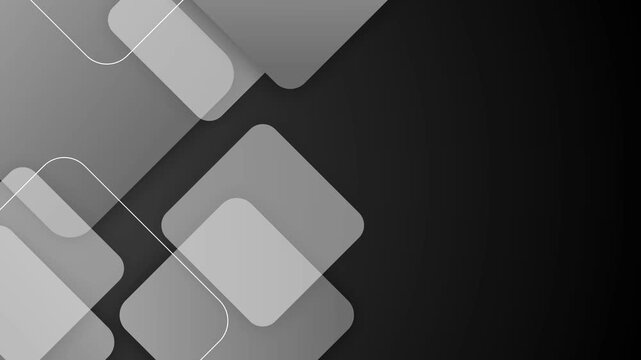 Abstract geometric background with overlapping rounded squares soft gradients and copy space for modern business animation
