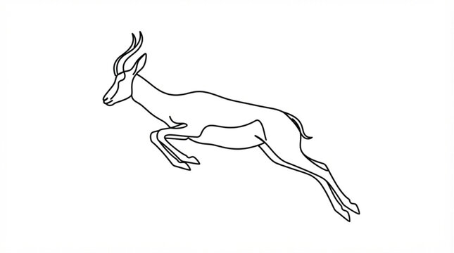  Leaping gazelle antelope single continuous line art vector icon