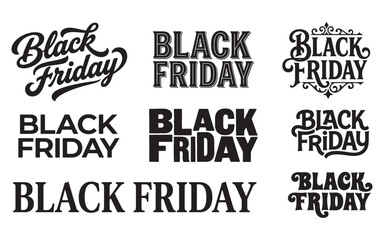 Obraz premium Black friday sale typography collection with various retro and modern styles