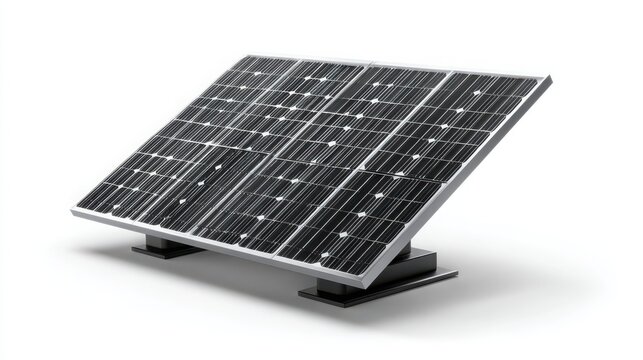 High-efficiency monocrystalline solar panel angled for optimal sunlight absorption in clean energy setup