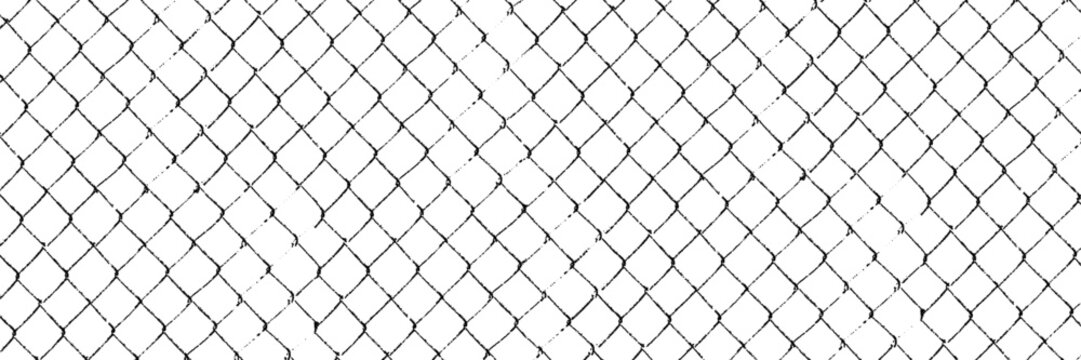 Rabitz chain link mesh gritty overlay with grungy grain texture and photocopy stipple effect. Distressed grid brutalist pattern backdrop. Vector illustration isolated on transparent background