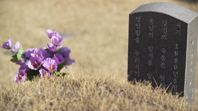 국립518민주묘지 518묘역 신묘역 망월동 광주 광주민주항쟁 항쟁 518민주화운동 묘비 묘지 묘역 국목 화병 국화 꽃 추모 참배 민주주의 추모공원 기념비 역사 유적지 문화재 상징물 민주화 성지 영령 희생자 잔디 봉분