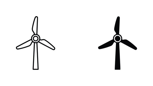 Wind energy turbine icon set for renewable power and sustainable utility and technology visuals