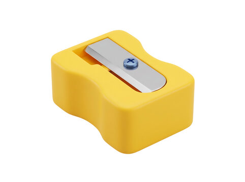 Yellow pencil sharpener isolated on transparent background