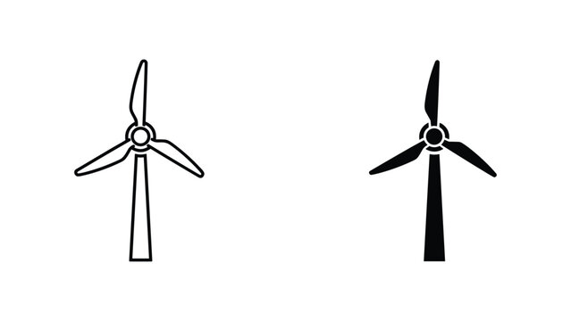 Wind turbine energy generator icon set for renewable power and sustainable electricity solutions