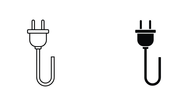 Electrical plug icon in outline and solid vector style for power supply and connection graphics