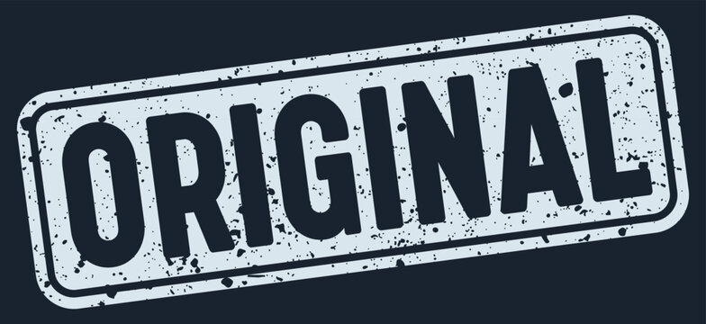 original stamp. original white rectangular grunge stamp on dark blue background
