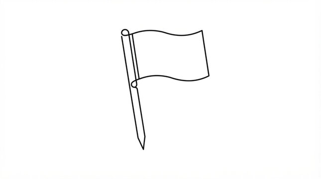 Navigation flag pin marker continuous line art goal vector icon