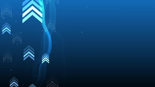 Abstract background with flowing vertical lines and upward chevron arrows animation