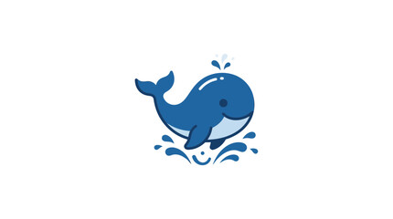Naklejka premium Cute Cartoon Whale Spouting Water Isolated Transparent Background Vector