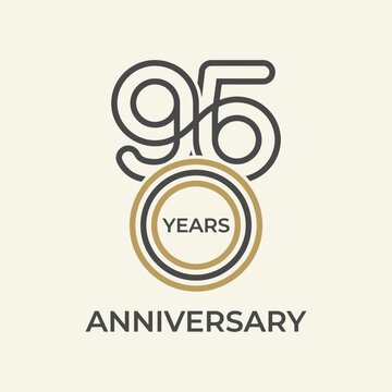 95th anniversary logo with gold and grey concentric circles