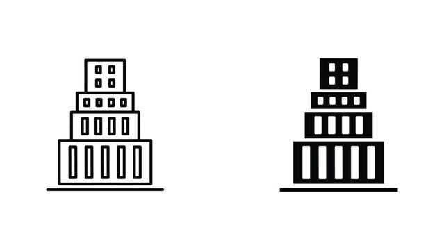 Tiered skyscraper buildings vector icon set for urban architecture and real estate development