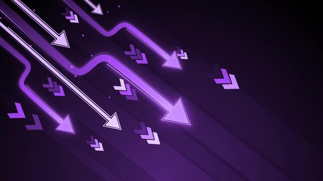Abstract background with arrows and chevrons moving diagonally downward animation