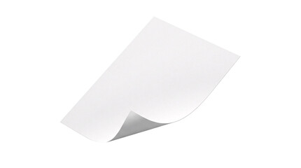 Single white blank paper sheet floating with curled edge. © RM Graphics