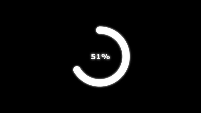 Science Loading white Circle Ring on black background. 100 in the loading ring. Loading Download Animation from zero to one hundred. 4k video