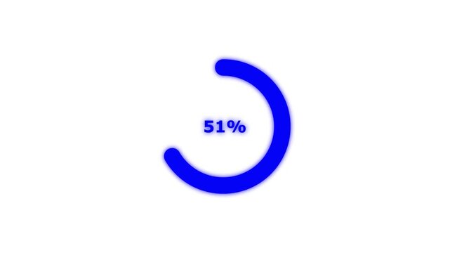 Science Loading blue Circle Ring on white background. 100 in the loading ring. Loading Download Animation from zero to one hundred. 4k video