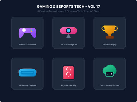 Gaming and Esports Technology Isometric Vector Icon Set