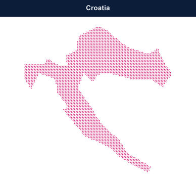 Croatia country map with red pixelated border design