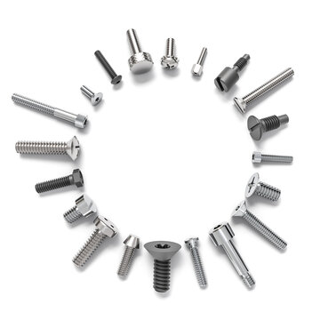Assortment of metal fasteners 3d
