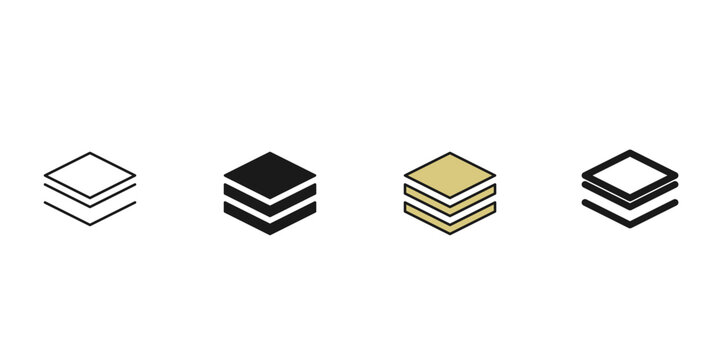 Layered stack icon set for user interface design