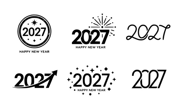 Creative 2027 New Year number symbol icon and modern logo vector collection