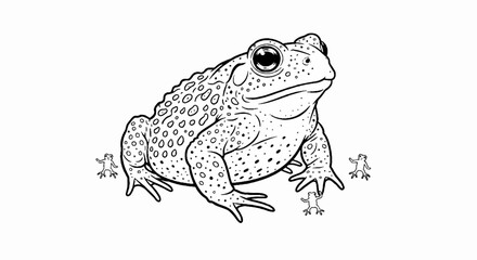 Naklejka premium Toad line art illustration on white background.