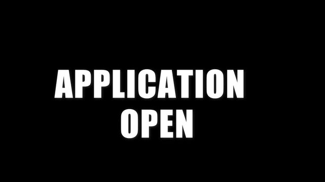 Application open text animation appearing with a colorful firework explosion on a black background screen with appearing burst fireworks video words application fireworks plain