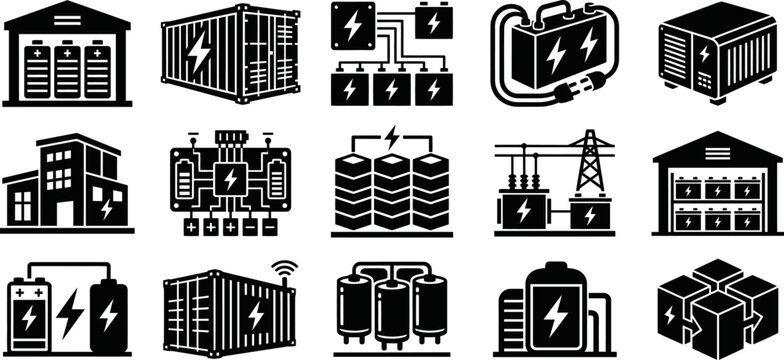 Industrial buildings and power stations in a vintage engraved style illustration